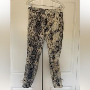 Zara Basic Snake Print Slim Pants Cream Gray Black Size XS